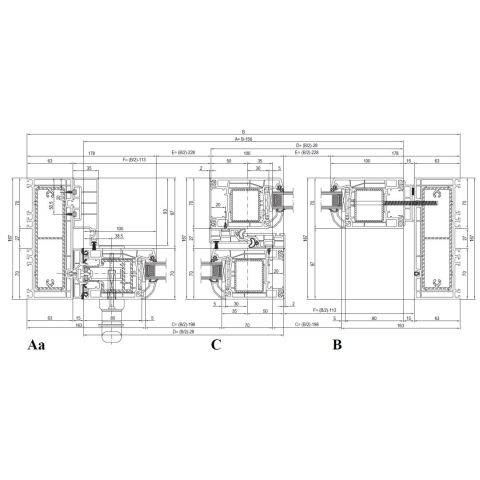 Technische Detail Schiebetür aluplast HST 70 waagrecht