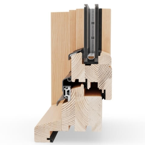 Holzfenster Nature 68 niederländisches BNL Profil - Schnitt