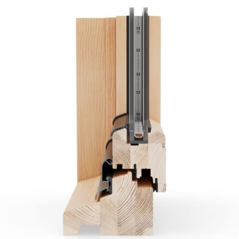 Holzfenster Nature 68 niederländisches Profil - Schnitt