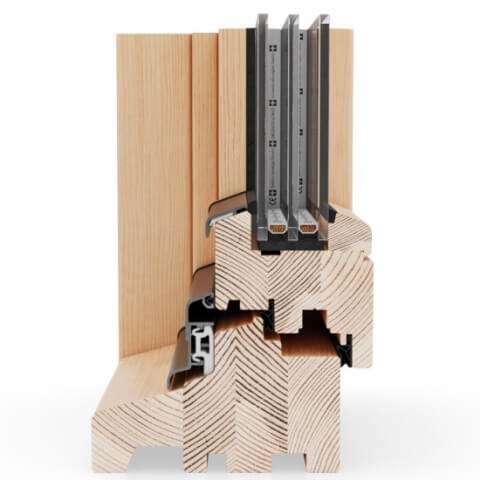 Holzfenster Nature 80 NL Blockprofil - Schnitt
