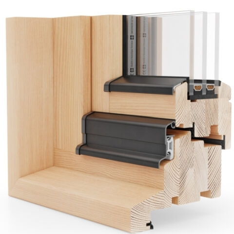 Holzfenster Nature 92 NL Blockprofil BLN - außen