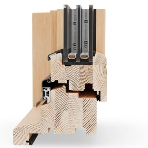 Holzfenster Nature 92 NL Blockprofil BLN - Schnitt