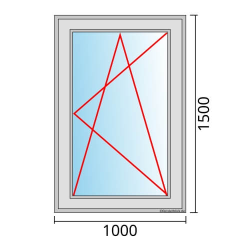 Fenster 1000x1500mm Dreh-Kipp-Rechts technische Details