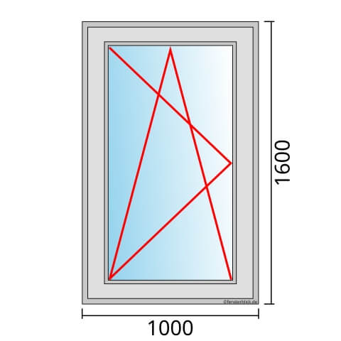 Fenster 1000x1600mm Dreh-Kipp-Links technische Details