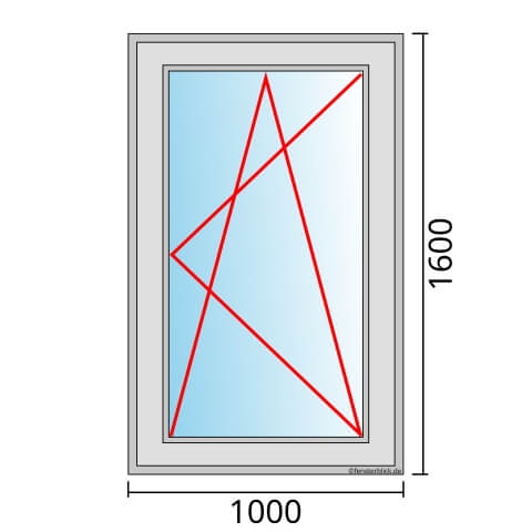 Fenster 1000x1600mm Dreh-Kipp-Rechts technische Details