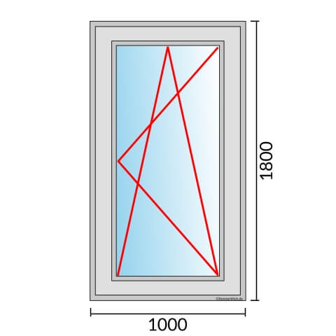 Fenster 1000x1800mm Dreh-Kipp-Rechts technische Details