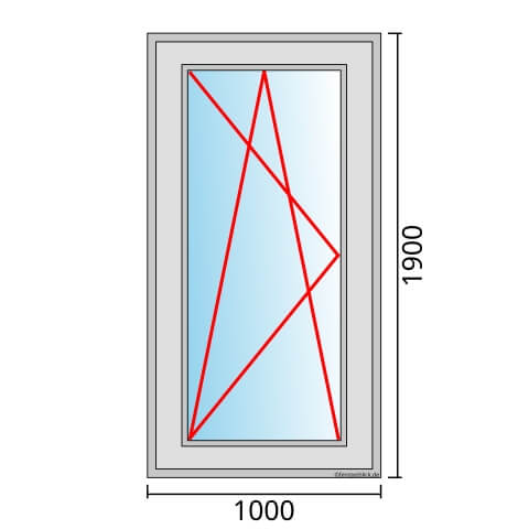 Fenster 1000x1900mm Dreh-Kipp-Links technische Details