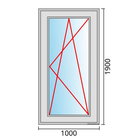 Fenster 1000x1900mm Dreh-Kipp-Rechts technische Details