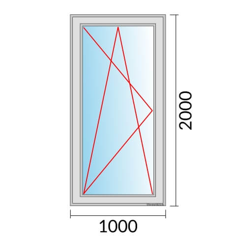 Fenster 1000x2000mm Dreh-Kipp-Links technische Details