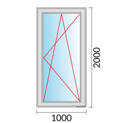 Fenster 1000x2000mm Dreh-Kipp-Rechts technische Details