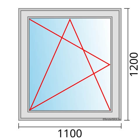 Einflügeliges Fenster 110x120 cm mit Dreh-Kipp-Links Öffnung