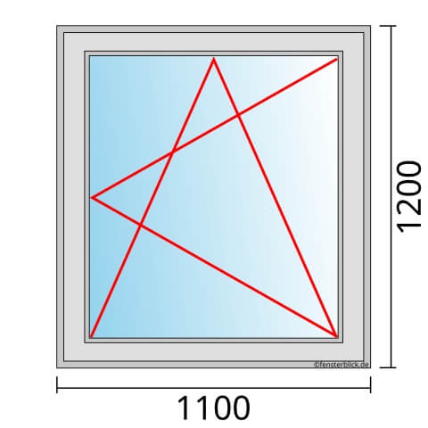 Einflügeliges Fenster 110x120 cm mit Dreh-Kipp-Rechts Öffnung