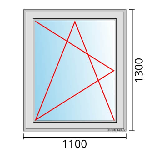 Einflügeliges Fenster 110x130 cm mit Dreh-Kipp-Links Öffnung