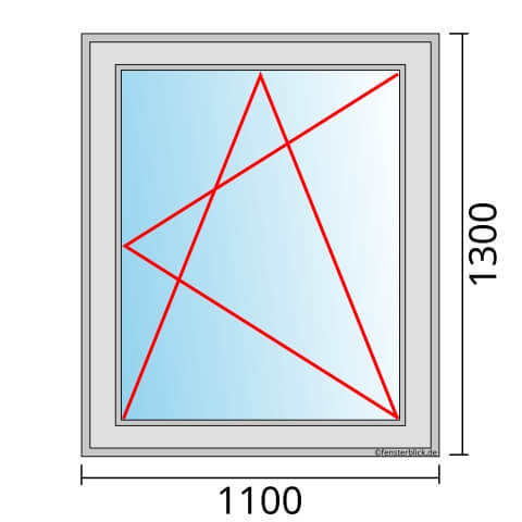 Einflügeliges Fenster 110x130 cm mit Dreh-Kipp-Rechts Öffnung