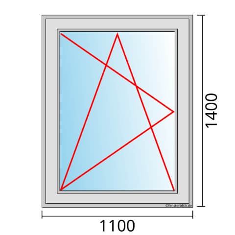 Einflügeliges Fenster 110x140 cm mit Dreh-Kipp-Links Öffnung