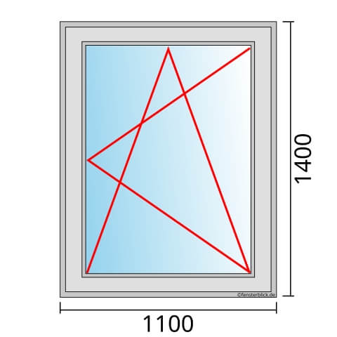 Einflügeliges Fenster 110x140 cm mit Dreh-Kipp-Rechts Öffnung