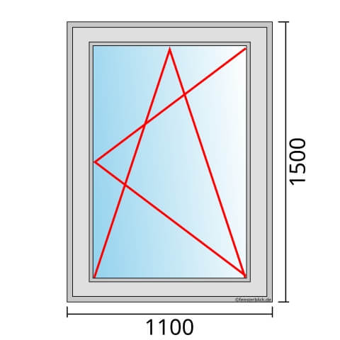 Einflügeliges Fenster 110x150 cm mit Dreh-Kipp-Rechts Öffnung