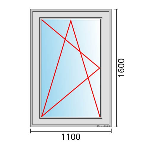 Einflügeliges Fenster 110x160 cm mit Dreh-Kipp-Links Öffnung