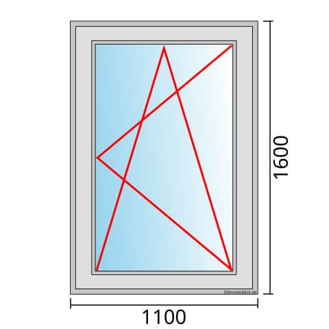 Einflügeliges Fenster 110x160 cm mit Dreh-Kipp-Rechts Öffnung