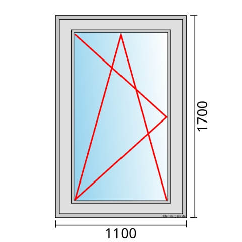 Einflügeliges Fenster 110x170 cm mit Dreh-Kipp-Links Öffnung