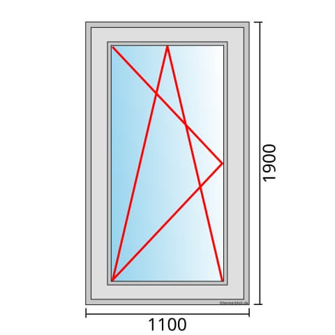 Einflügeliges Fenster 110x190 cm mit Dreh-Kipp-Links Öffnung