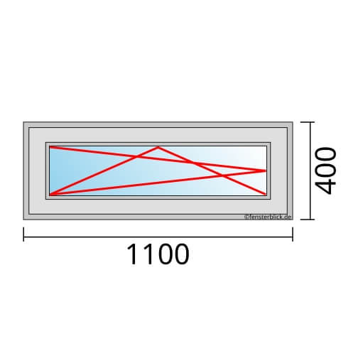 Einflügeliges Fenster 110x40 cm mit Dreh-Kipp-Links Öffnung