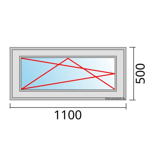 Einflügeliges Fenster 110x50 cm mit Dreh-Kipp-Links Öffnung