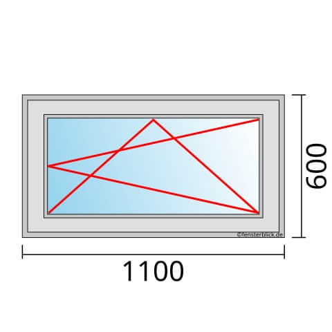 Einflügeliges Fenster 110x60 cm mit Dreh-Kipp-Rechts Öffnung