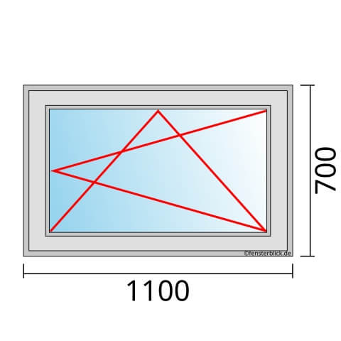 Einflügeliges Fenster 110x70 cm mit Dreh-Kipp-Rechts Öffnung