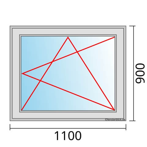 Einflügeliges Fenster 110x90 cm mit Dreh-Kipp-Rechts Öffnung