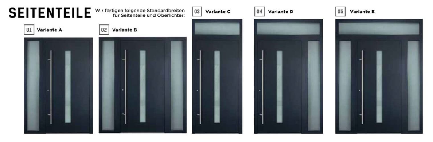 Haustür P90 Blackline mit thermischer Trennung - Seitenteile