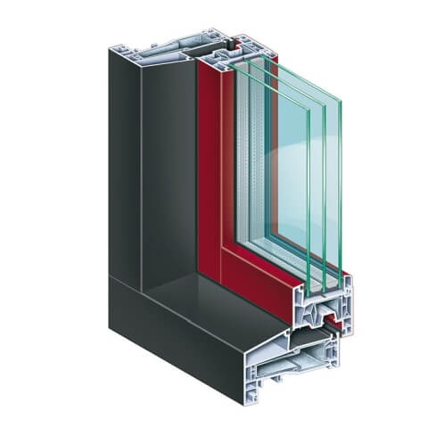 Fensterprofil Kömmerling K Vision 76 AD Weinrot