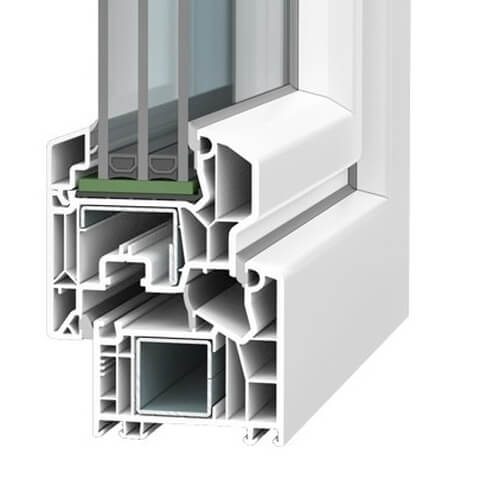 Kunststofffenster Vorteile Softline 76 MD halbflächenversetzt Profilschnitt