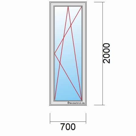 Balkontür 70 cm breit 1-flügelig Dreh-Kipp-Rechts technische Details