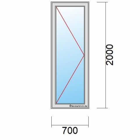 Balkontür 70 cm breit 1-flügelig Dreh-Links technische Details