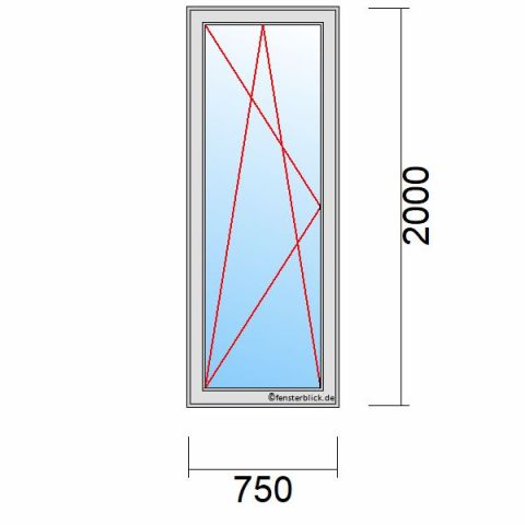 Balkontür 70 cm breit 1-flügelig Dreh-Kipp-Links technische Details