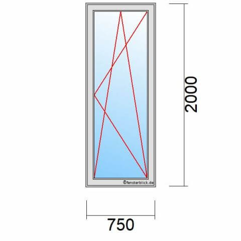 Balkontür 75 cm breit 1-flügelig Dreh-Kipp-Rechts technische Details