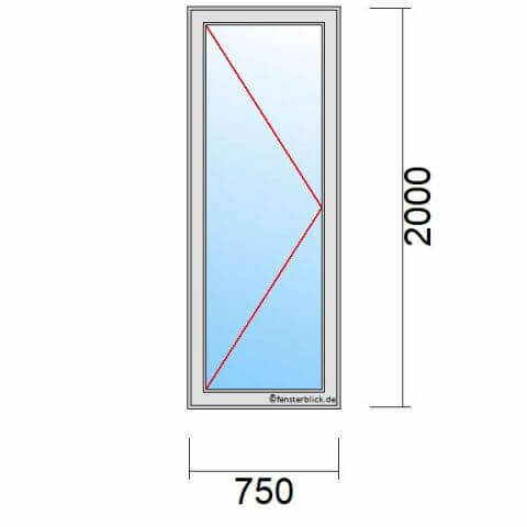 Balkontür 75 cm breit 1-flügelig Dreh-Links technische Details