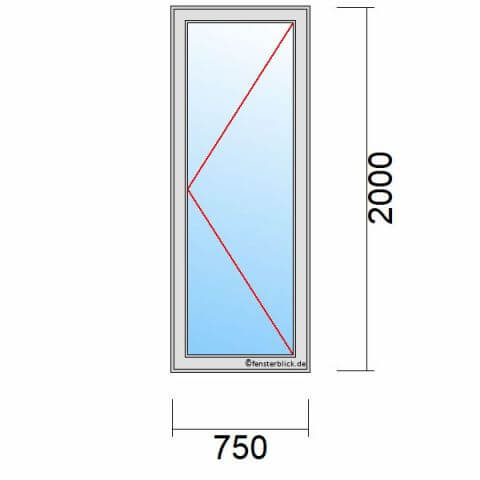 Balkontür 75 cm breit 1-flügelig Dreh-Rechts technische Details