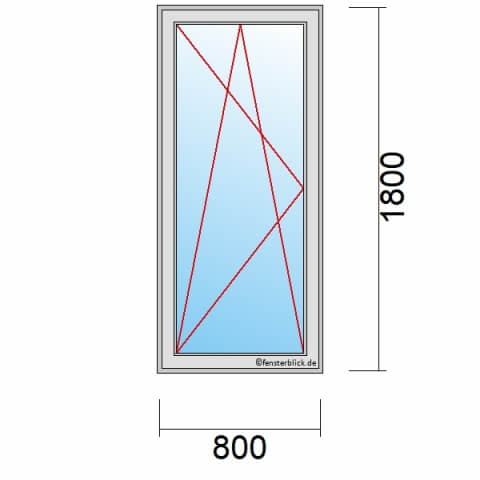 Balkontür 800x1800 mm 1-flüglig Dreh-Kipp-Links technische Details