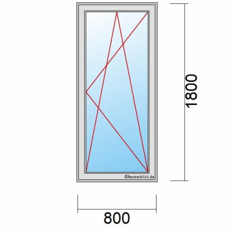 Balkontür 800x1800 mm 1-flüglig Dreh-Kipp-Rechts technische Details