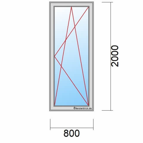 Balkontür 800x2000 mm 1-flüglig Dreh-Kipp-Rechts technische Details