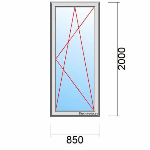 Balkontür 85 cm breit 1-flügelig Dreh-Kipp-Rechts technische Details