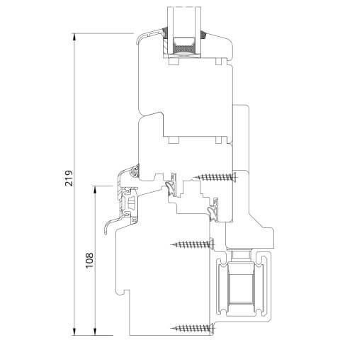 Falt-Schiebetür Profil Softline-68 technischer Profilschnitt