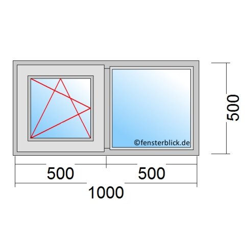Fenster 1000x500mm 2 flg Dreh-Kipp/Fest technische Details