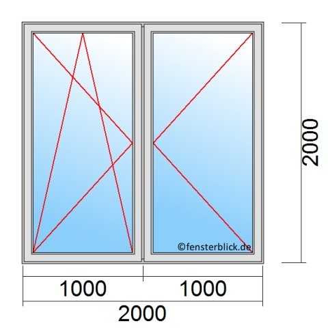 Fenster 2000x2000mm 2 flg Fenster Dreh-Kipp/Dreh technische Details