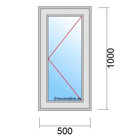 Fenster 500x1000mm Dreh-Rechts technische Details