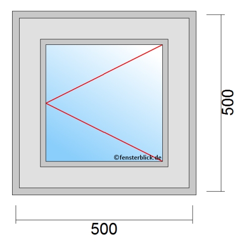 Fenster 500x500mm Dreh-Rechts technische Details