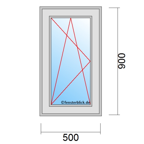 Fenster 500x900mm Dreh-Kipp-Links technische Details