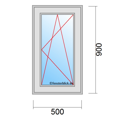 Fenster 500x900mm Dreh-Kipp-Rechts technische Details